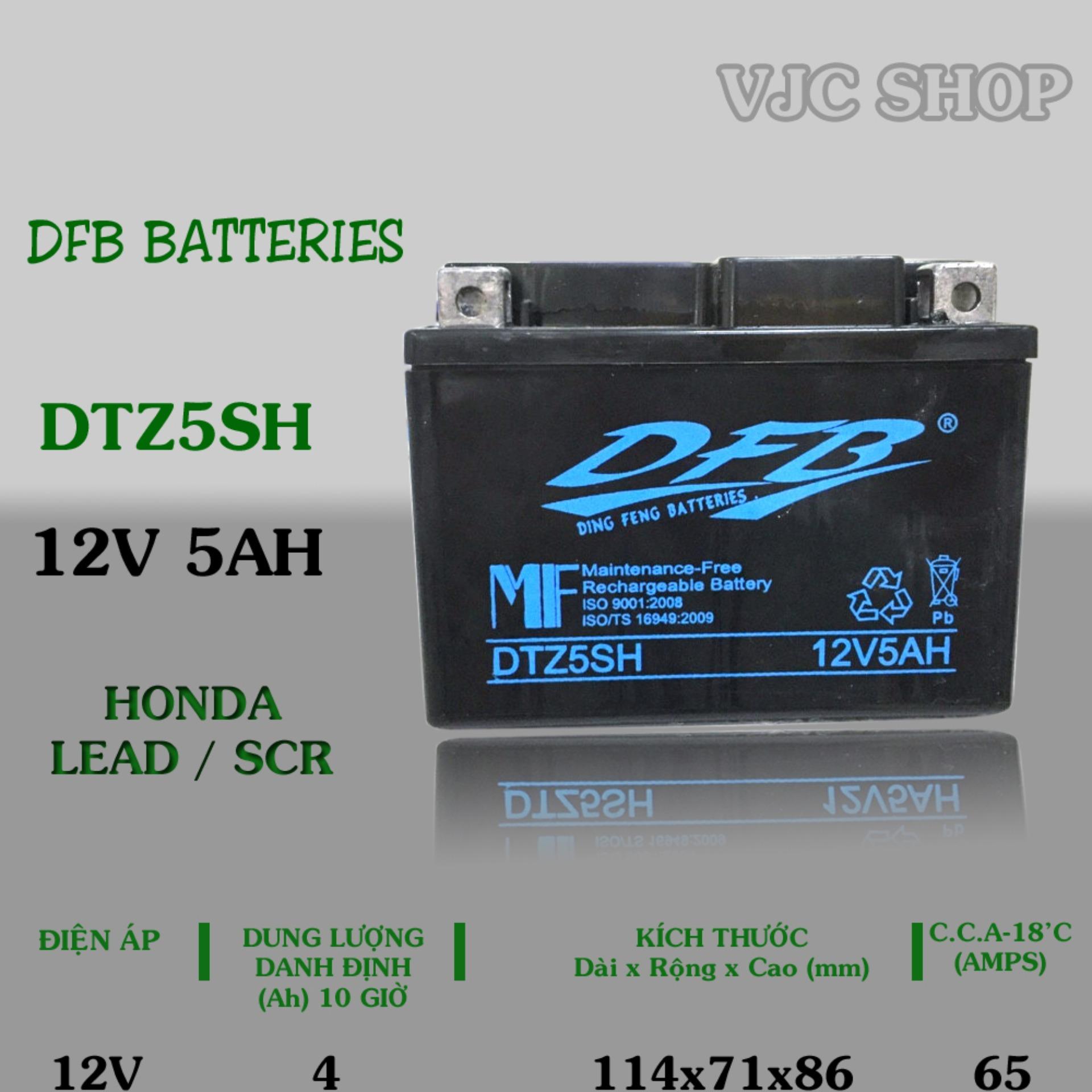 Bình ắc quy xe Honda SCR hãng DFB Batteries dung lượng 12V 5AH