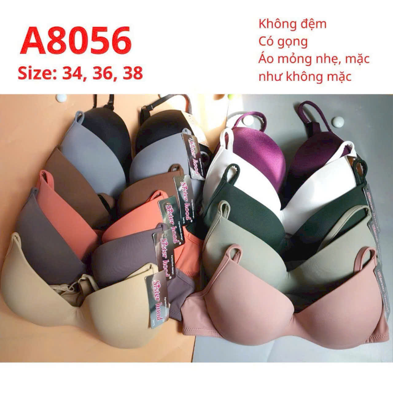 Áo lót nữ Sister Hood 8056 – Mút mỏng trơn, có gọng nâng ngực (34, 36, 38)