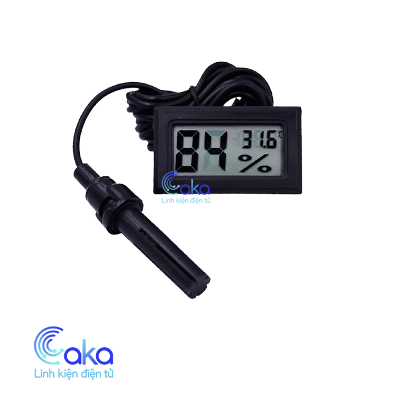 Đồng hồ đo nhiệt độ và độ ẩm hiển thị lcd có đầu đo rời ẩm kế điện tử máy đo nhiệt độ và độ ẩm kỹ thuật số + đầu dò + pin