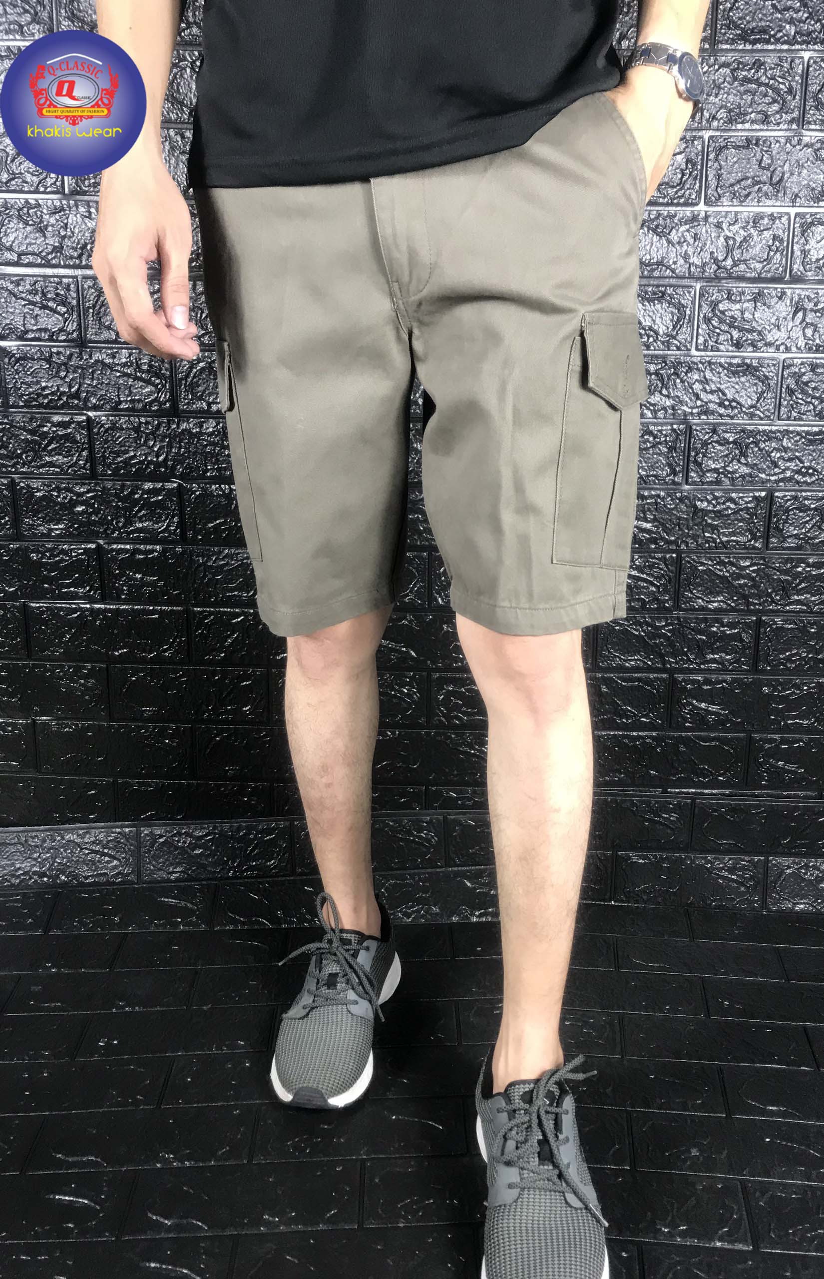 Quần short kaki túi hộp nam đẹp lưng thun có giãn