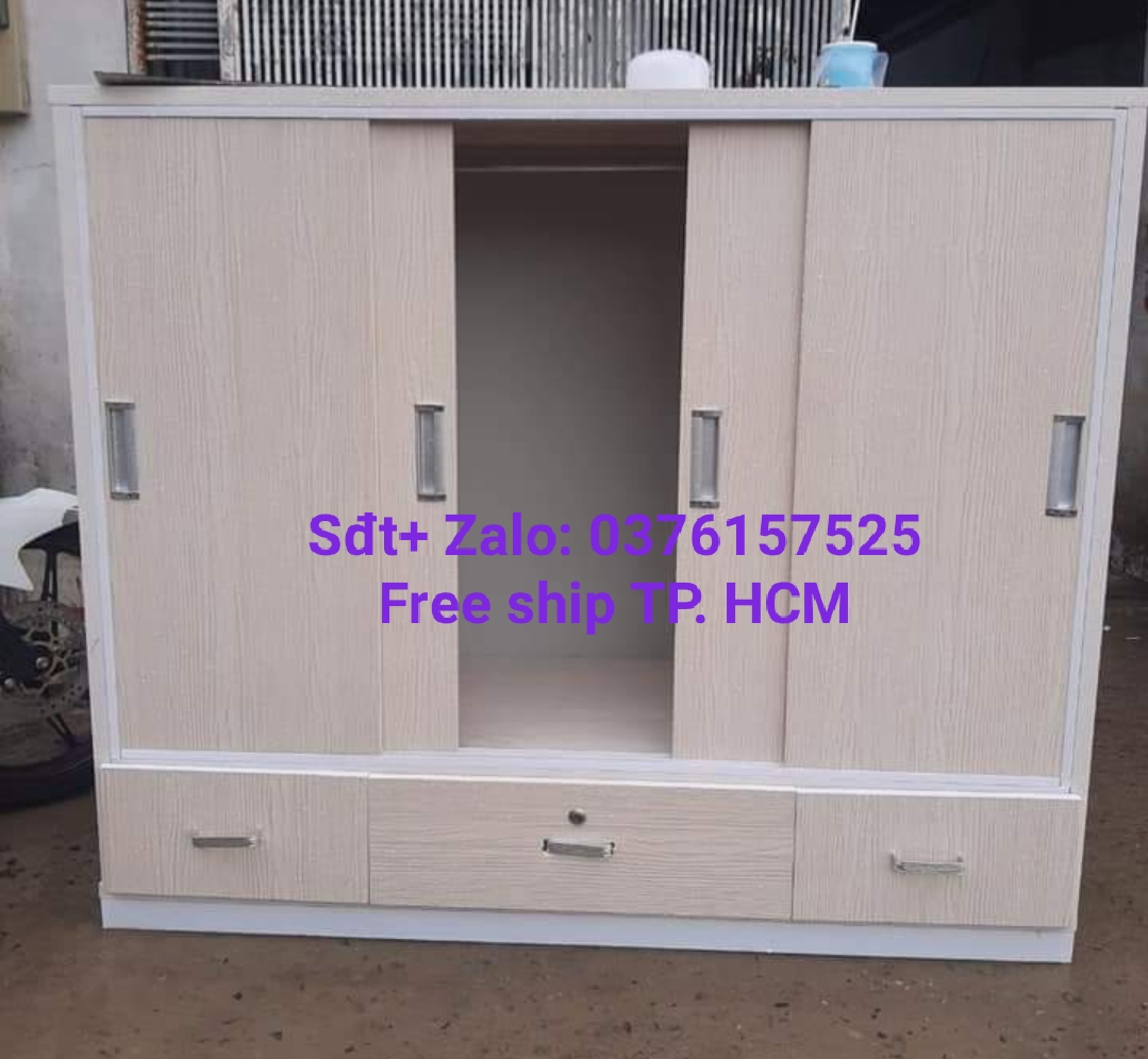 Tủ quần áo cửa lùa 4 cánh nhựa Đài Loan ngang 160x125x51cm (ĐT:0376157525) PHỜ RY SHIP TP. HCM