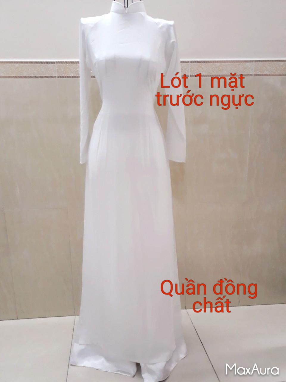 Áo dài học sinh Có Lót áo dài đi Lễ cổ 3 Phân tay dài - kèm quần lụa DÀY