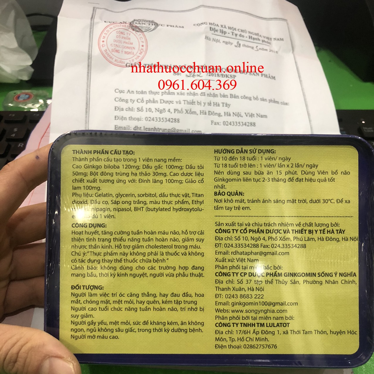Ginkgomin hộp sắt 60 viên