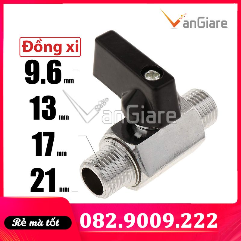 Van bi mini, Van khóa mini 2 đầu ren ngoài, tay bướm đồng xi