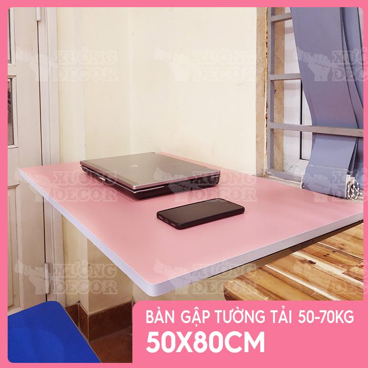 Bàn gập treo tường Hồng Pink 50x80cm tải 50-70kg