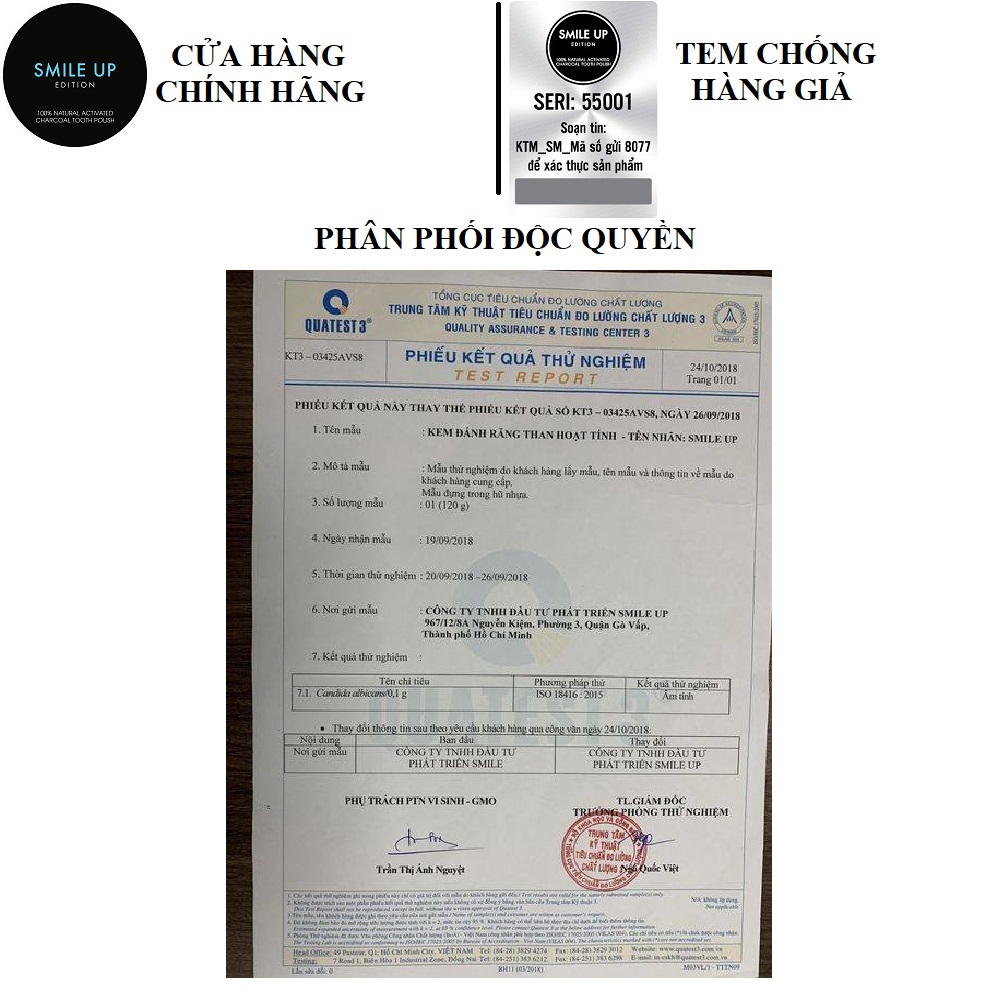 [HCM]Than hoạt tính trắng răng SMILE UP 100gram