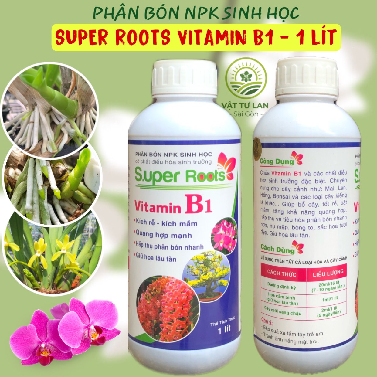 Phân bón npk sinh học super roots vitamin b1 chai 01 lít