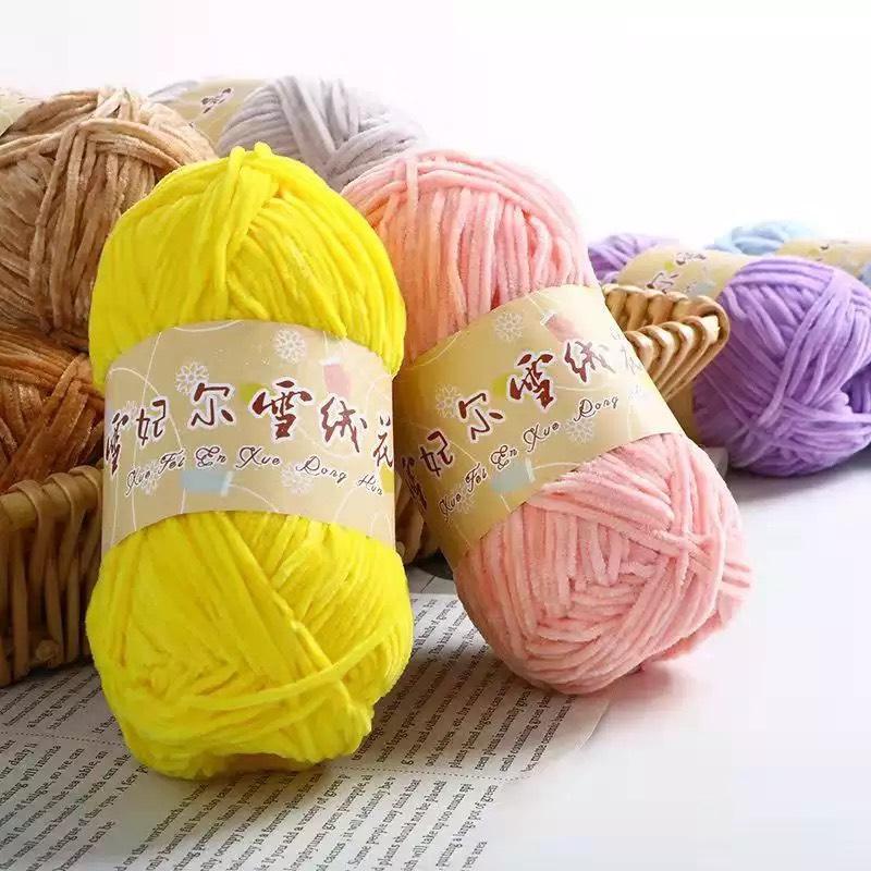 Len nhung 2mm chuyên móc thú bông cuộn 40g