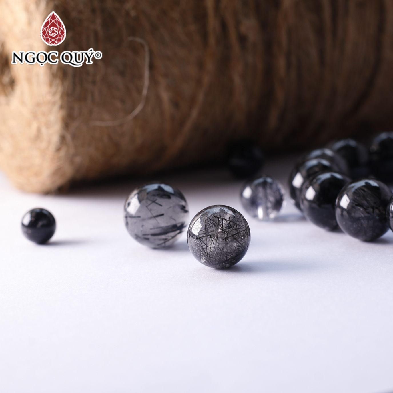 [HCM]Hạt lẻ đá thạch anh tóc đen mệnh thủy mộc - Ngọc Quý Gemstones
