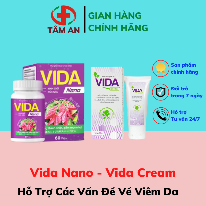 Vida nano và vida cream - hỗ trợ viêm da cơ địa - trong uống ngoài bôi, cặp đôi hoàn hảo - tâm an 1