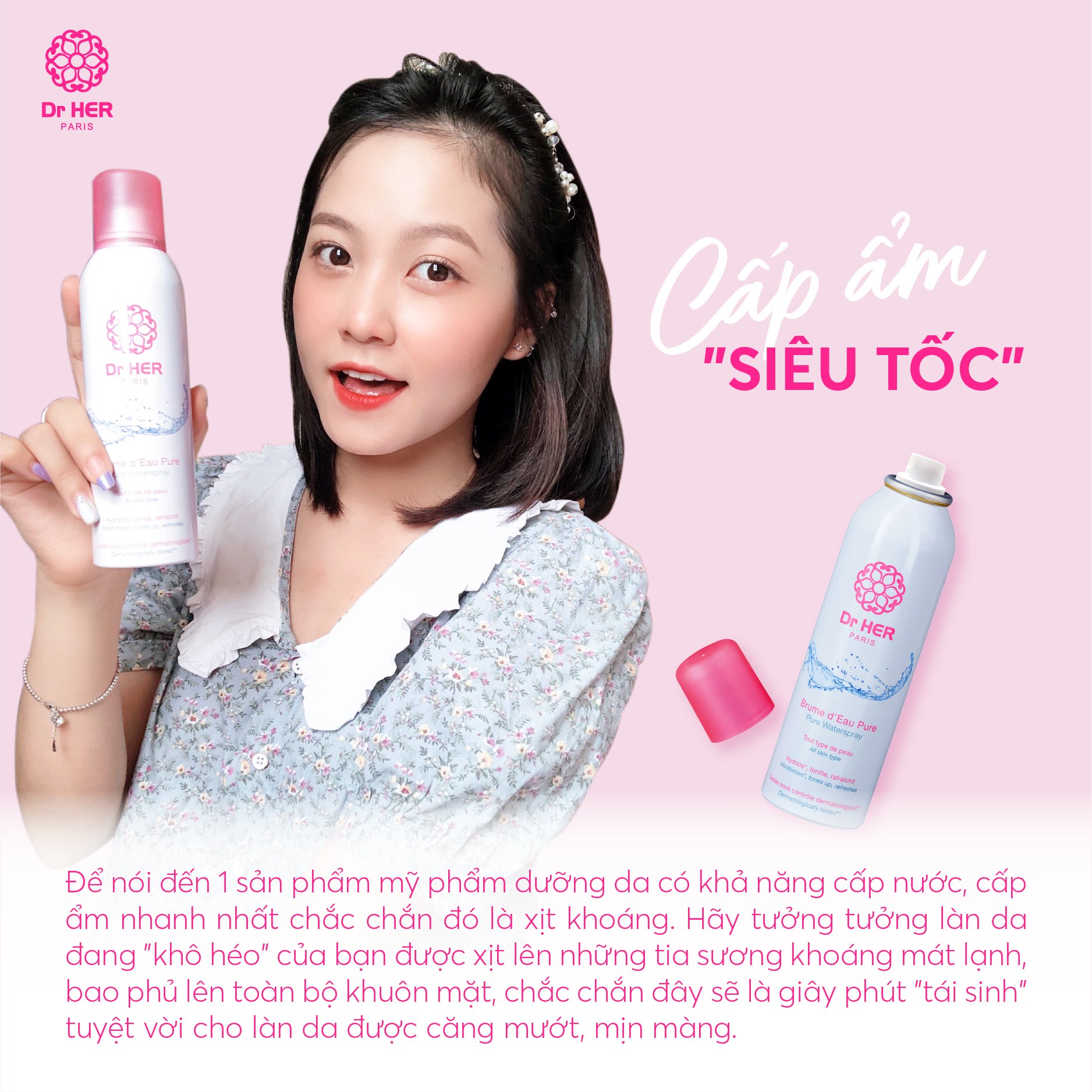 Xịt khoáng Dr Her cấp ẩm và làm diệu da 150ml