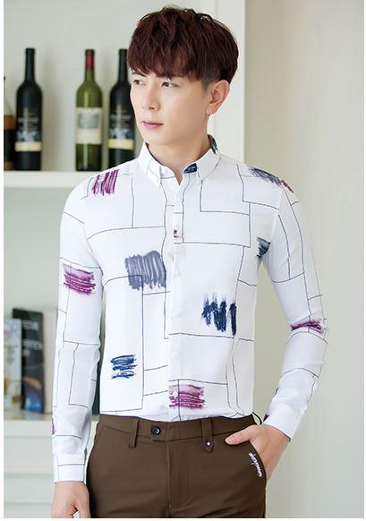 [HCM]Áo sơ mi nam vải lụa in họa tiết trẻ trung SM7