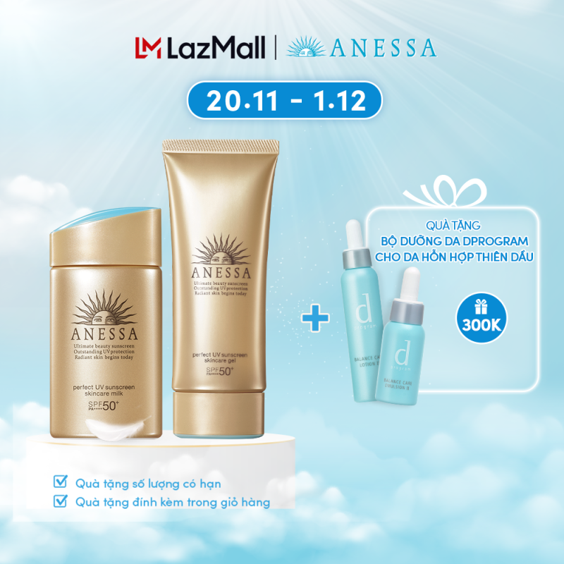 Kem chống nắng dạng sữa dưỡng da bảo vệ hoàn hảo Anessa Perfect UV Skincare Milk SPF 50+ PA++++ 60ml nhập khẩu