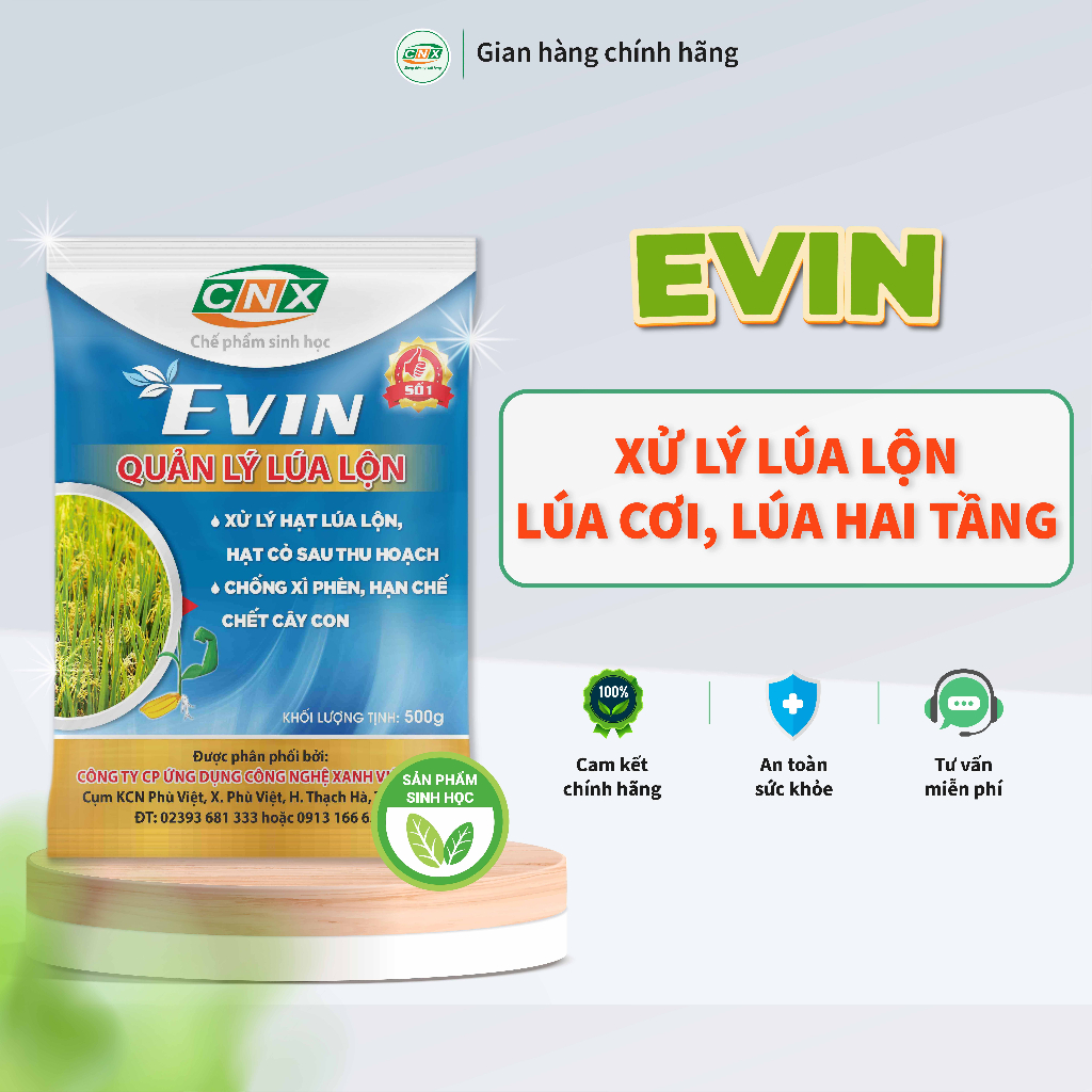 Chế phẩm sinh học EVIN quản lý lúa ma, lúa lộn, lúa 2 tầng, lúa cơi hiệu quả, an toàn, giúp ra rễ mạnh  - CNX 500G
