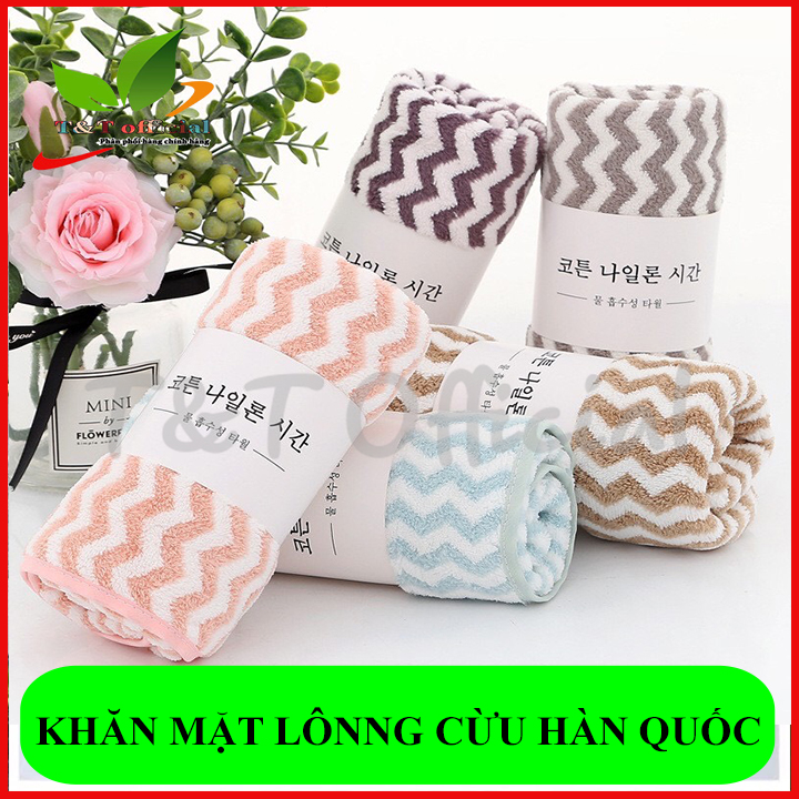 Combo 02 khăn mặt lông cừu mềm mịn thấm hút tốt, khăn mặt lông cừu hàn quốc