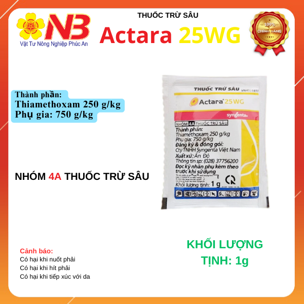 Actara 25WG 1g (thiamethoxam 250g/kg) Trừ bọ trĩ, rầy nâu, rệp sáp