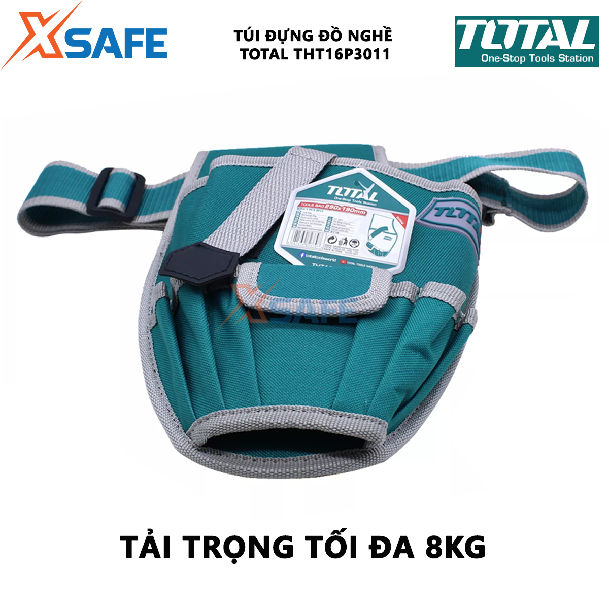 Túi đựng đồ nghề TOTAL THT16P3011 giỏ đựng dụng cụ cầm tay kích thước 290×190mm chất liệu polyeste 600d tải trọng tối đa 8kg chứa nhiều hơn các thiết bị, đồ nghề