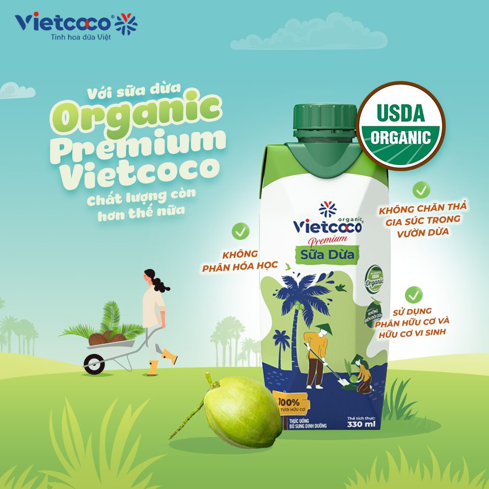 SỮA DỪA ĐÓNG HỘP VIETCOCO ORGANIC - 330ML