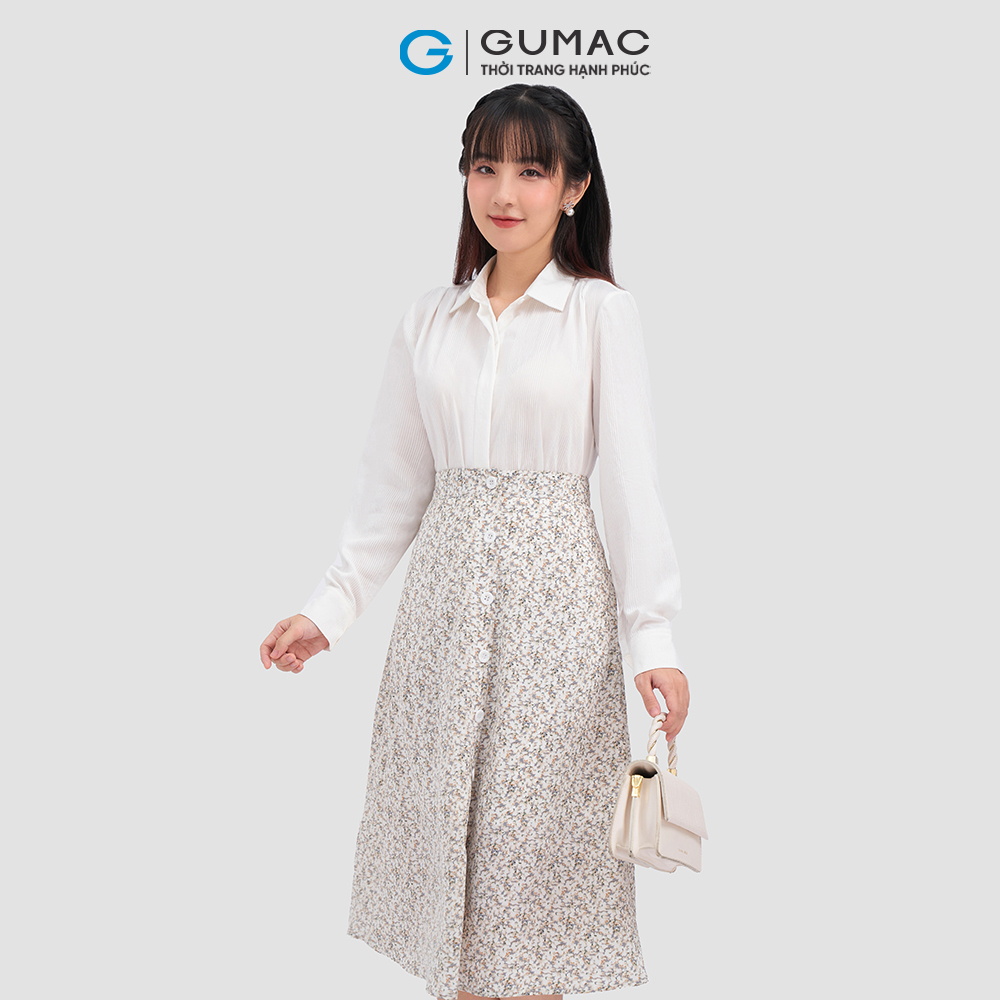 Váy A midi đính nút VC12071 thời trang GUMAC