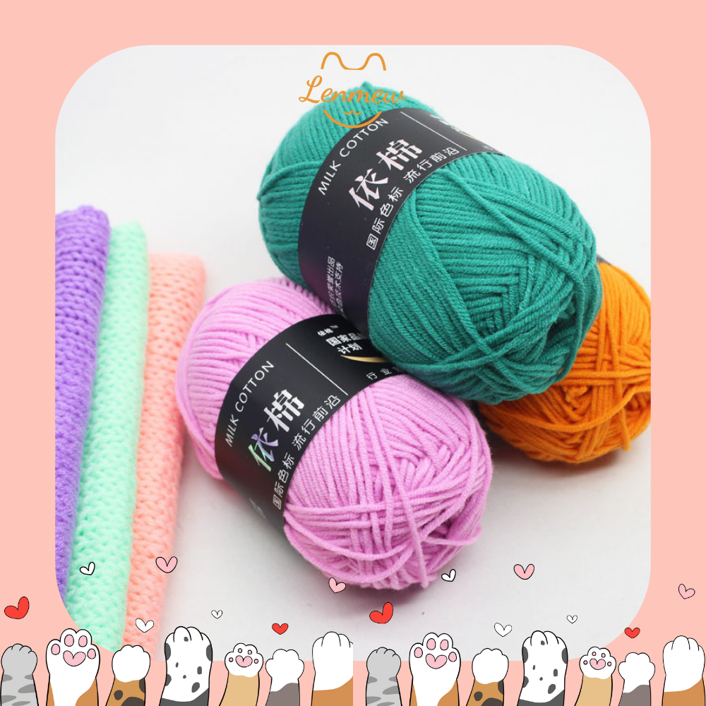 Len Milk Cotton 50G - Cuộn Len Sợi Cotton (Màu 01 - 50)