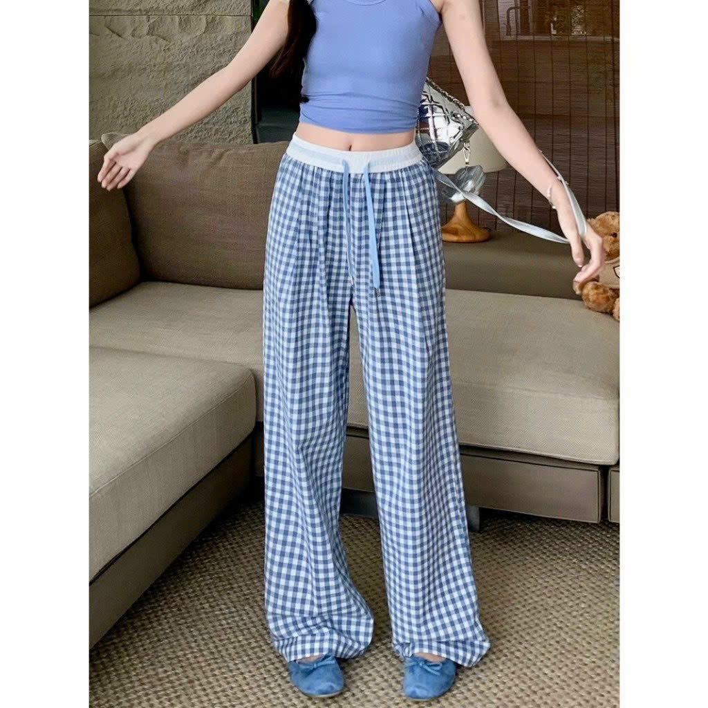 3 SIZE 45-60KG TÙY CHIỀU CAO] QUẦN DÀI LƯNG PHỐI TRẮNG, CARO LỤA DÀI 98CM ỐN RỘNG 28CM