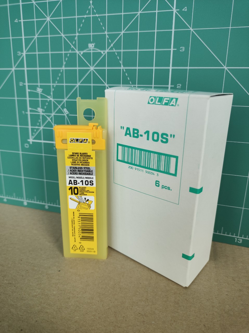 Olfa ab-10s | hộp 10 lưỡi dao tiêu chuẩn bằng thép không gỉ