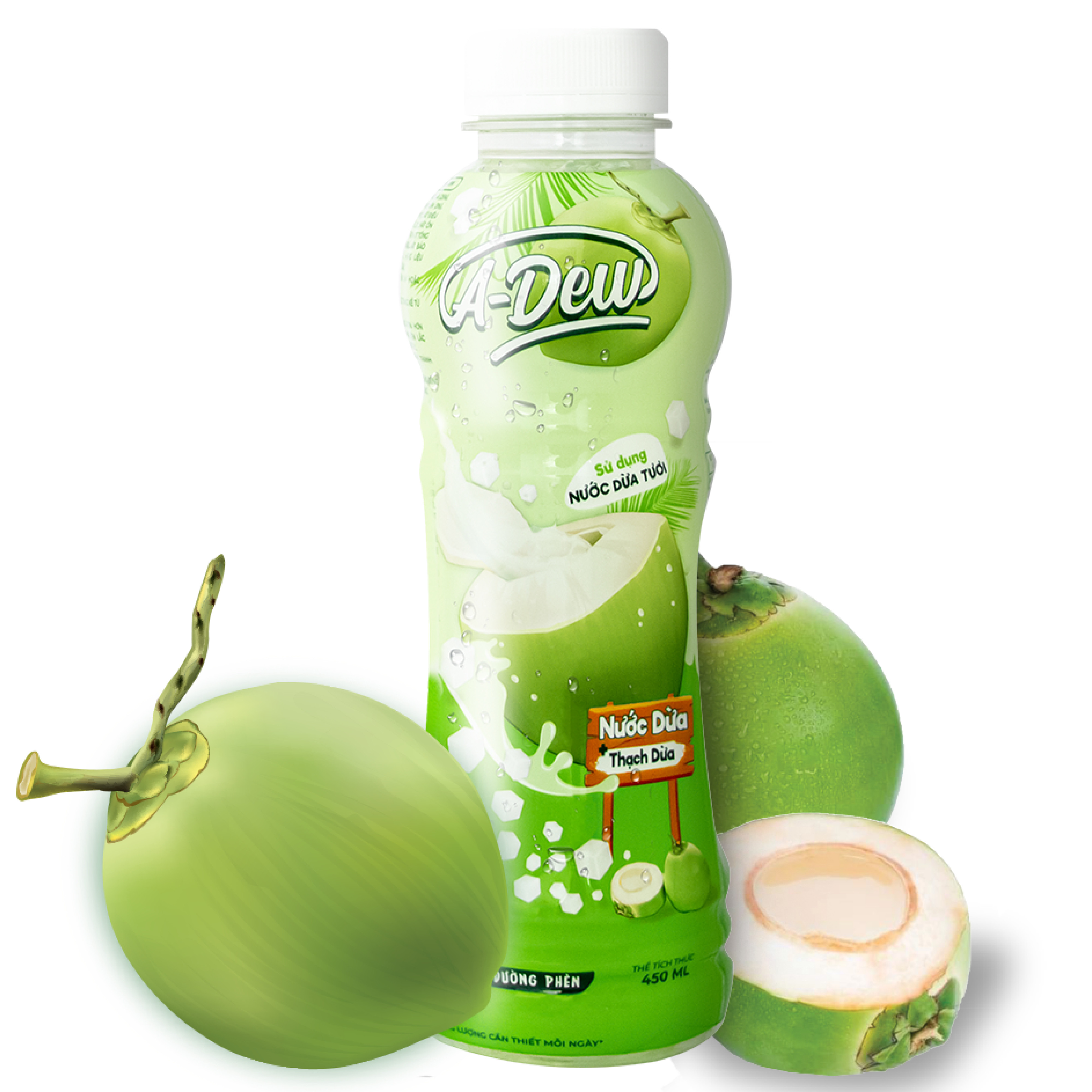 Nước Dừa Thạch Dừa A-Dew Chai 450ml - Thùng 24 Chai