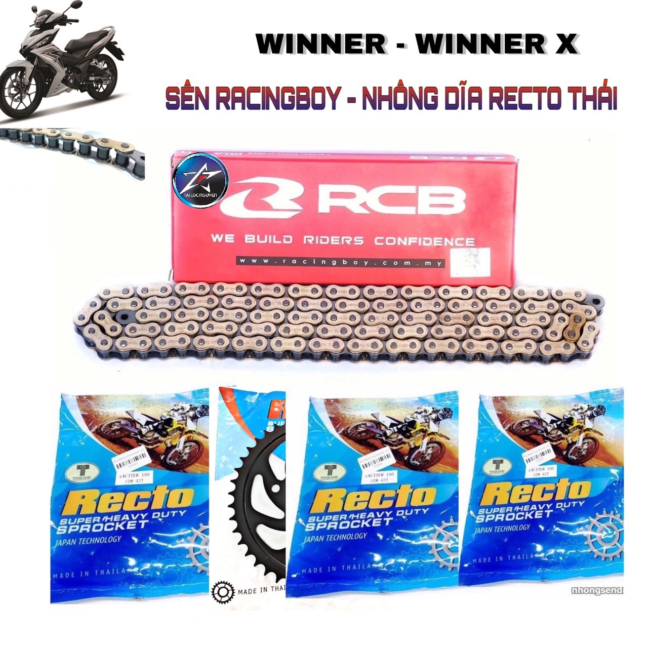 [HCM]BỘ NSD SONIC-WINNER/WINNERX-RAIDER-RAIDER FI - SÊN RACING BOY + NHÔNG DĨA RECTO THÁI