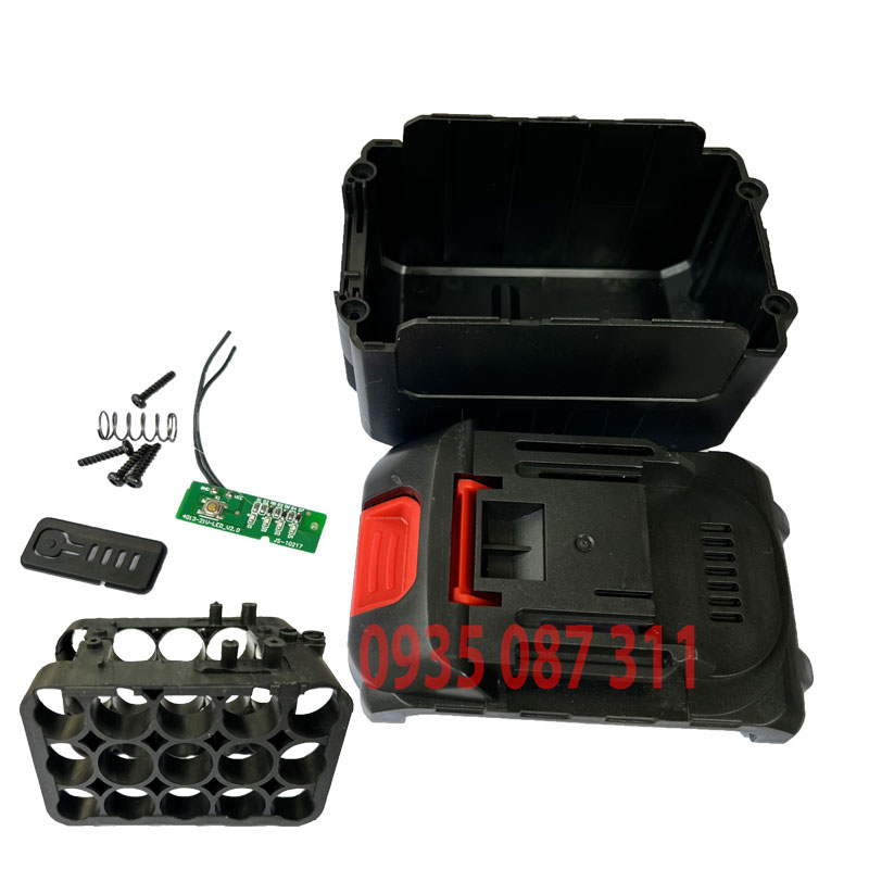 Vỏ pin makita 18v 21v 5s 3p adaptor loại 3 hàng 15 cell có đèn báo dung lượng pin