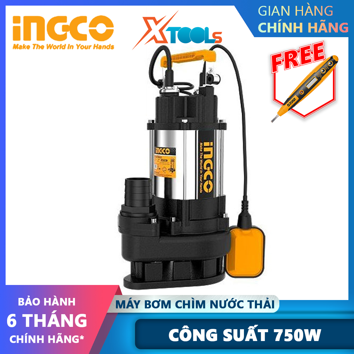 Ingco spds7508 submersible water pump waste water pump 220-240V Power 750W edm13m flow rate 21m3/H