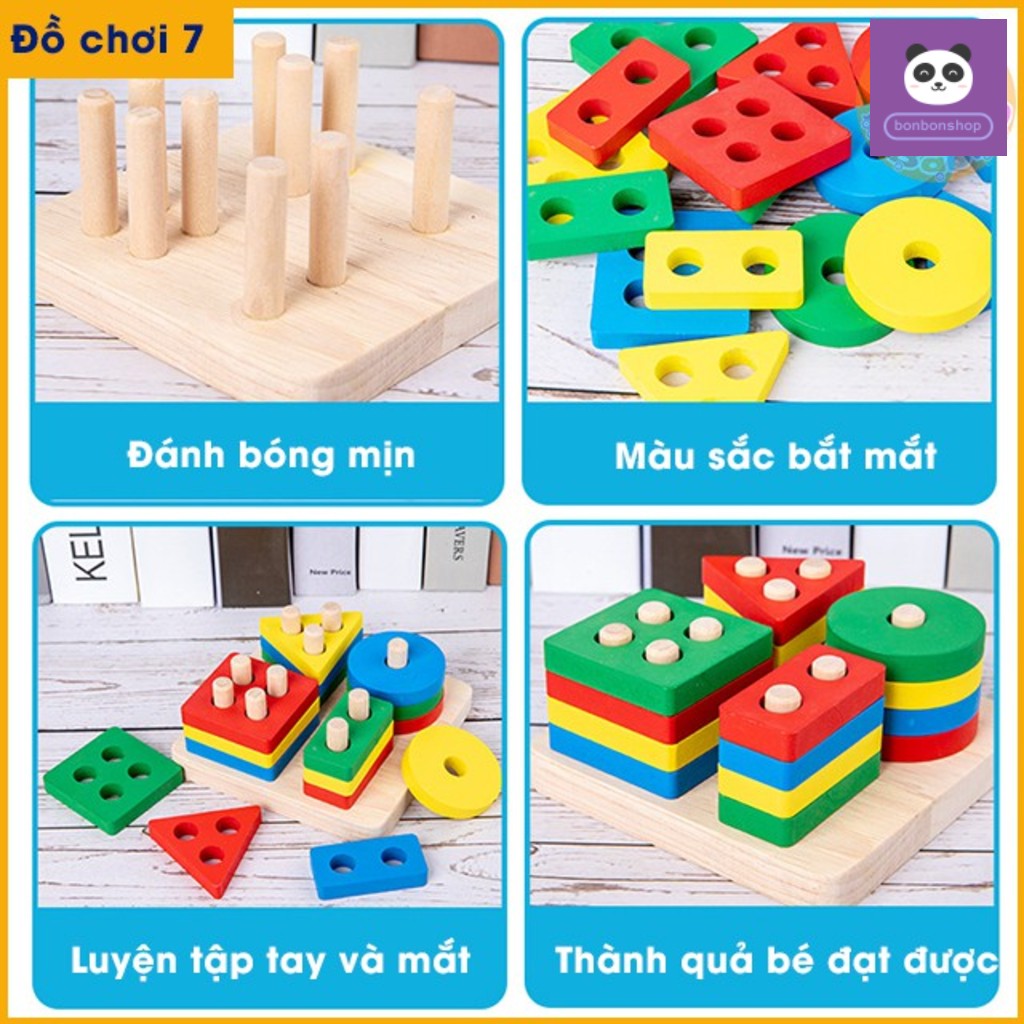 Combo 8 món đồ chơi gỗ an toàn thông minh cho Bé (ĐỒ CHƠI TRẺ EM)