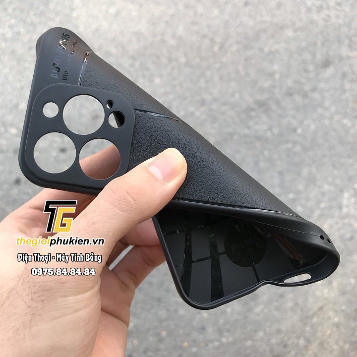 Ốp lưng iPhone 13 Pro, 13 Pro Max silicon giả da Auto Focus
