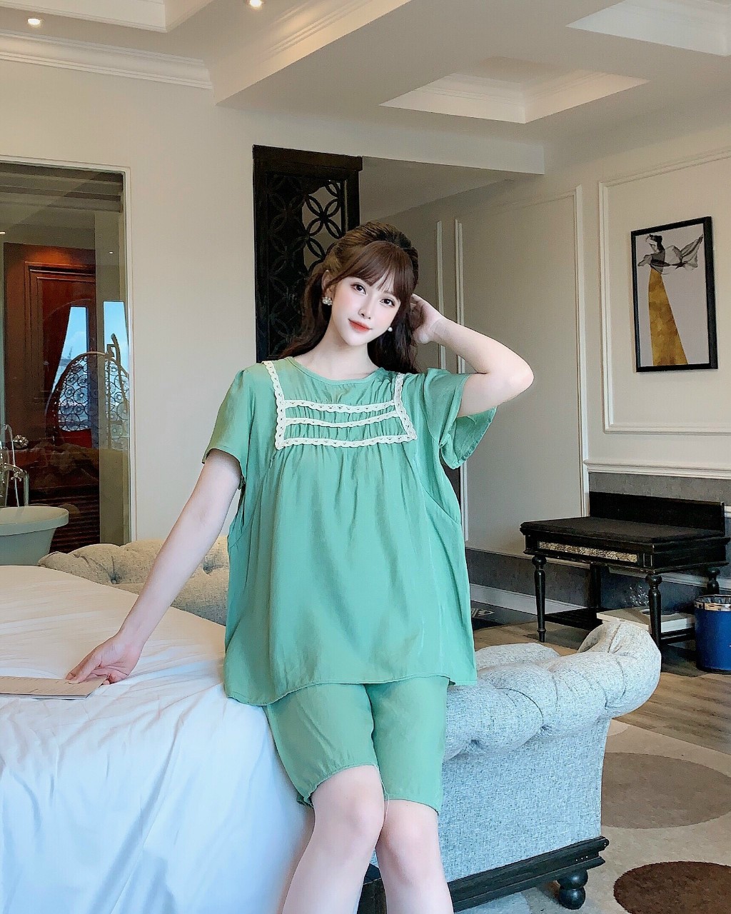 bộ đồ bầu mặc nhà kết hợp sau sinh