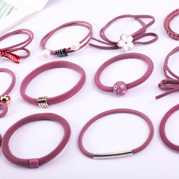 Set 12 thun cột tóc Hàn Quốc siêu cute - Gồm hộp (Màu hồng đậm nho)
