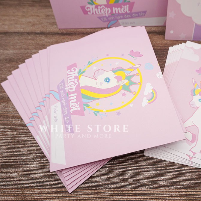 [HCM]Set 10 THIỆP MỜI THÔI NÔI SINH NHẬT UNICORN cho bé