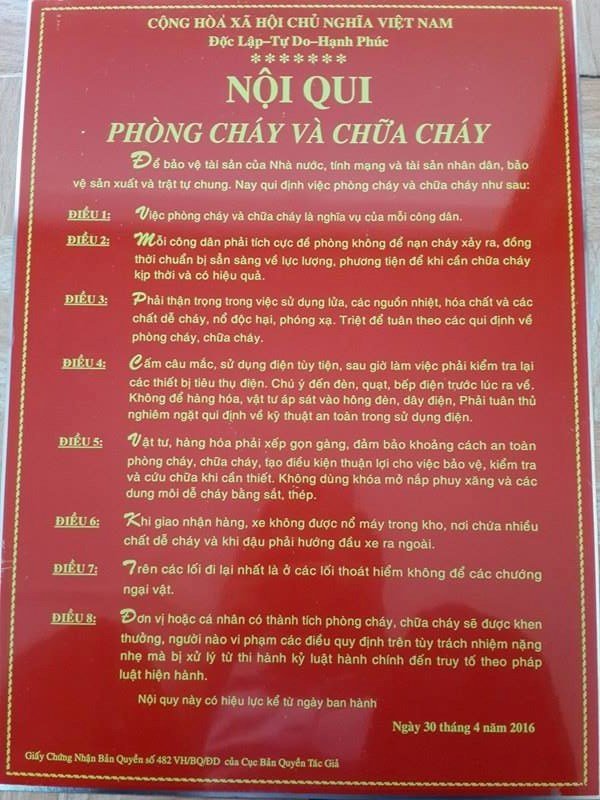 Bộ nội quy tiêu lệnh PCCC