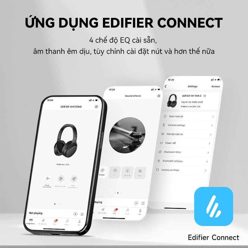 Edifier WH700NB/W800BT PLUS Chống Ồn Không Dây Bluetooth V5.3 Tai nghe Chụp tai Sạc nhanh Gập gọn Trọng lượng Nhẹ Thời lượng Pin siêu dài Chế độ Chơi Game