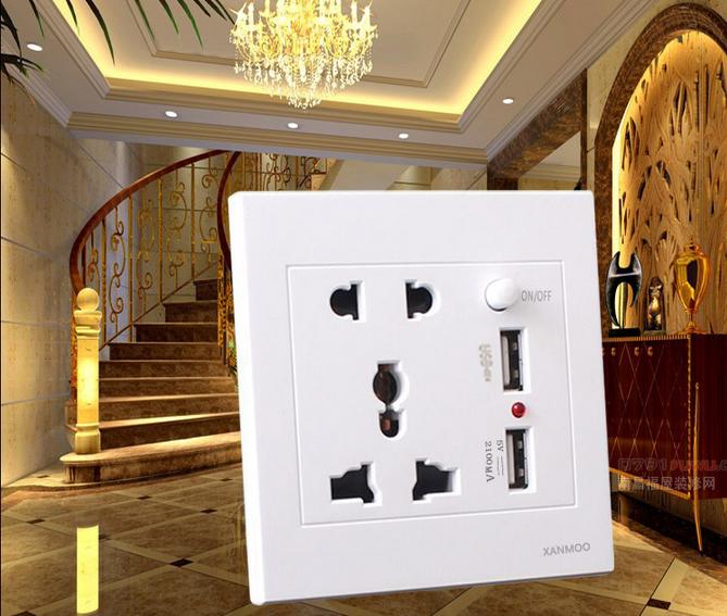 Ổ cắm điện âm tường tích hợp 2 cổng USB sạc điện thoại máy tính bảng ổ cắm điện đa năng ổ cắm đa năng công tắc điện thông minh