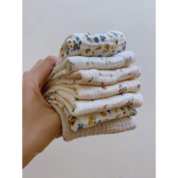 Khăn tay, khăn mặt vải Muslin hoa