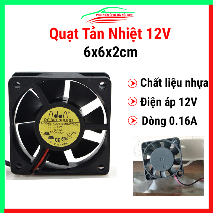 Quạt tản nhiệt Brushless 12V tốc độ cao 6x6x2cm 0.16A hàng bãi