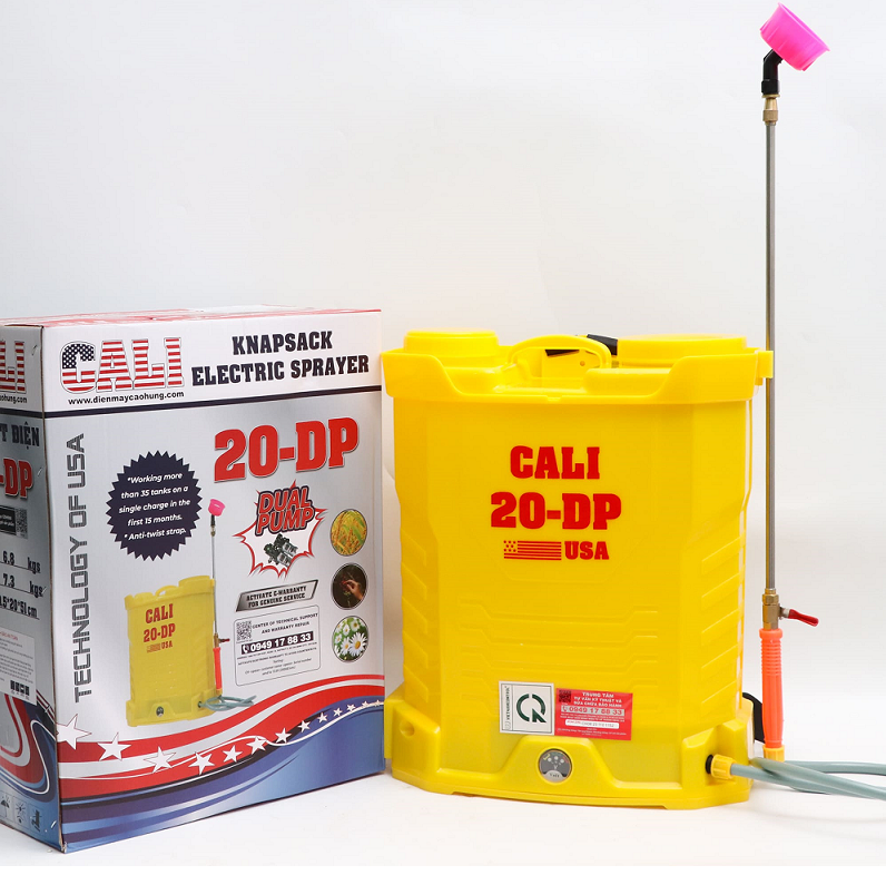 Bình xịt điện bơm đôi 20 lít accu lớn cali 20dp