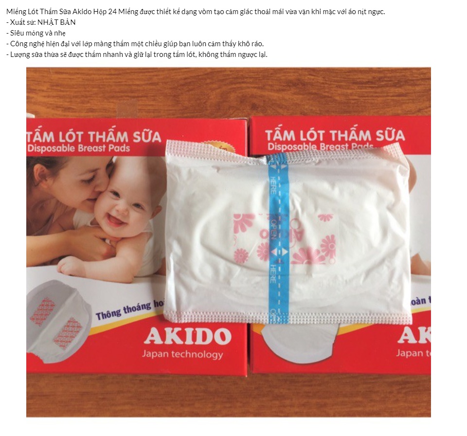 Hộp 24 miếng lót thấm sữa Akido