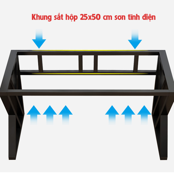 Bàn làm việc đa năng liền kệ sách, bàn học chân sắt sơn tĩnh điện BLV76 - bàn học sinh gỗ An Cường phủ Melamine dày 17mm - Sành Home decor