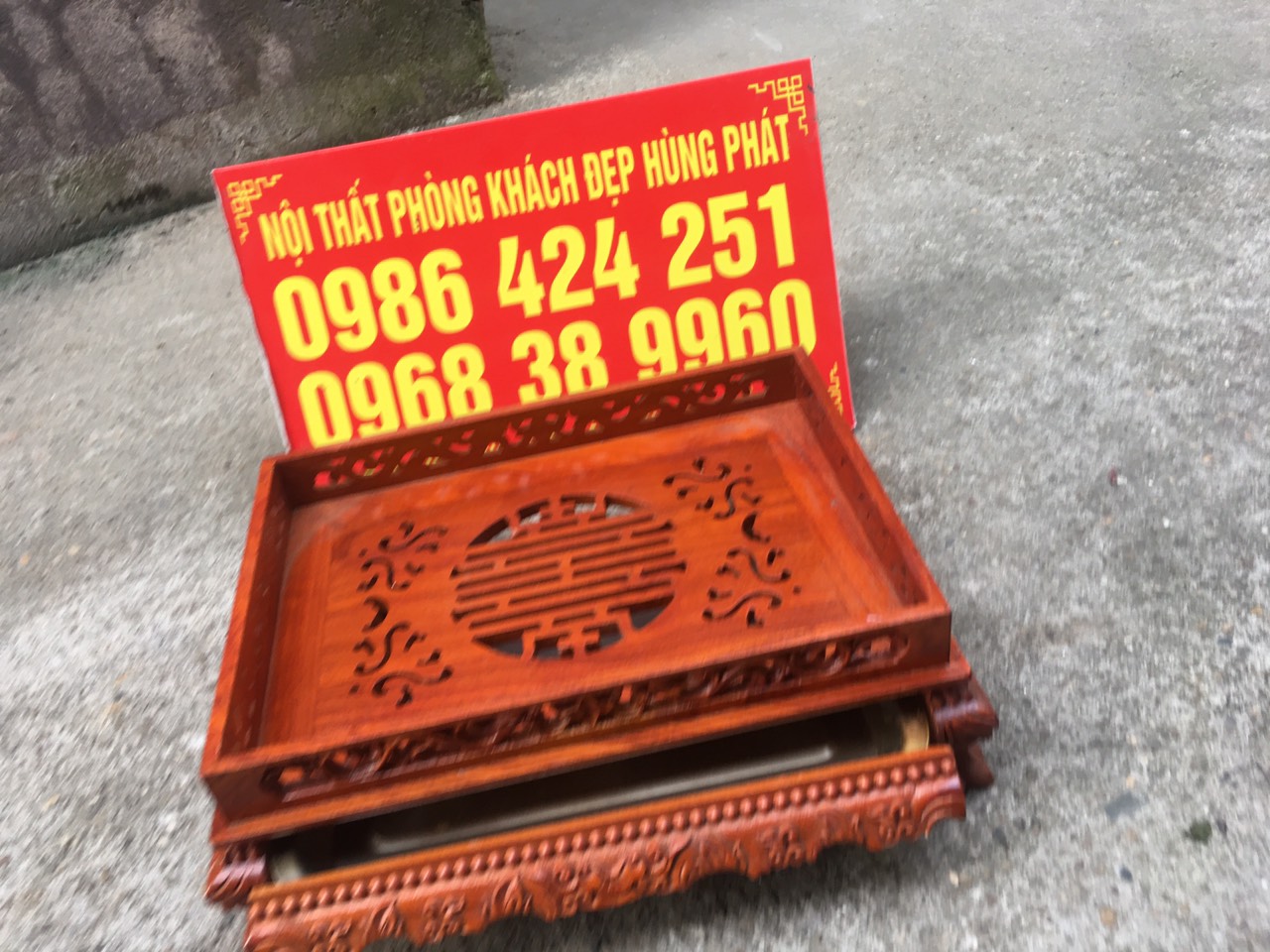 Khay trà chân quỳ gỗ hương cao cấp