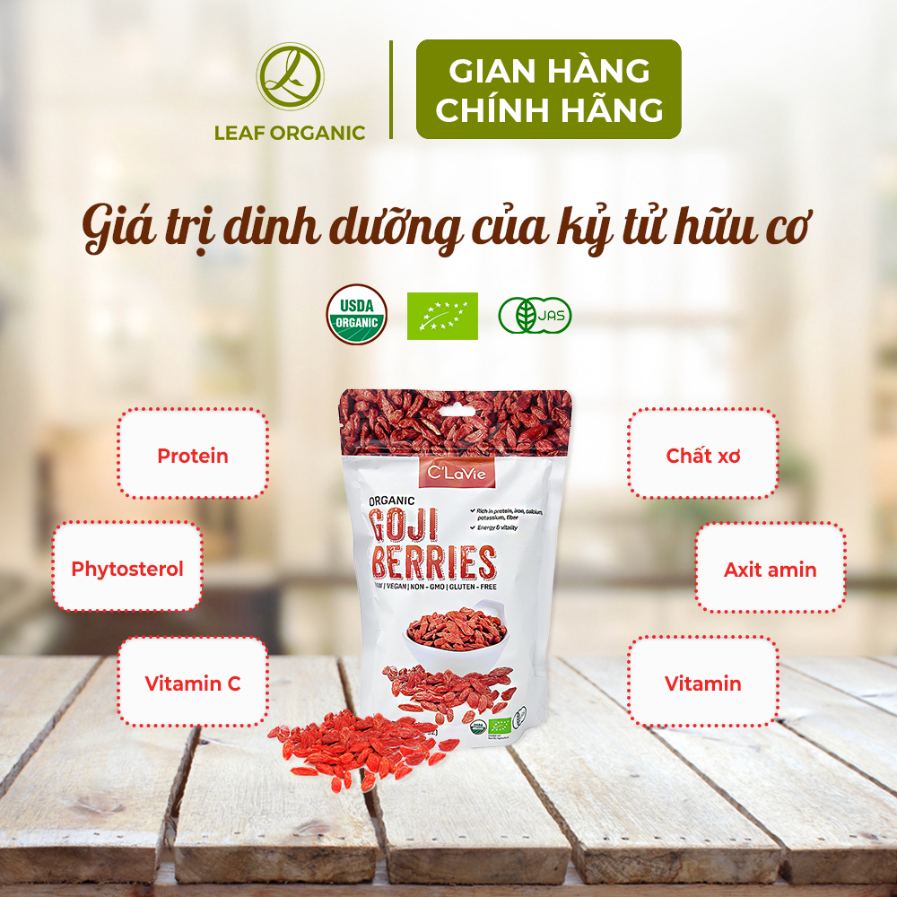 Kỷ Tử Hữu Cơ C'Lavie 170G (34G X 5 Gói)/ Hắc kỷ tử 100G - Leaf Organic HCM