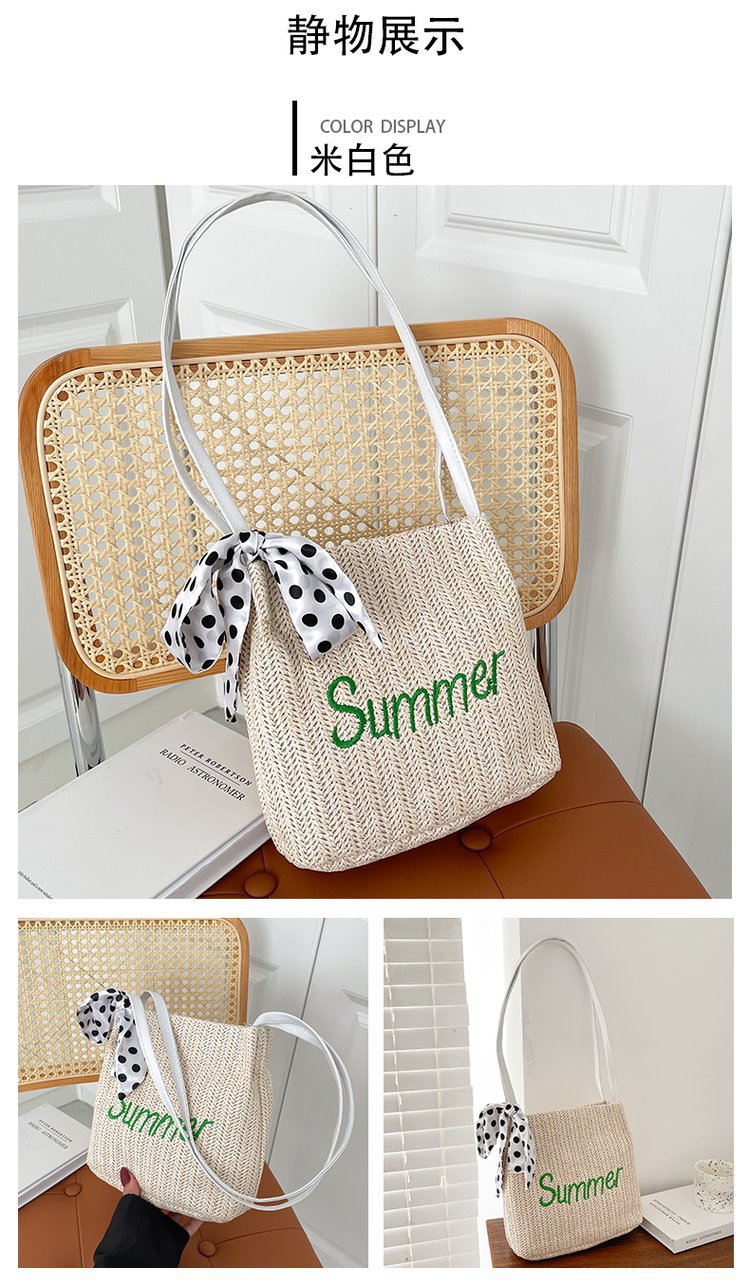 Túi Cói Xô Đi Biển Summer Phối Khăn Nơ Cực Xinh L1355 - LoanTay