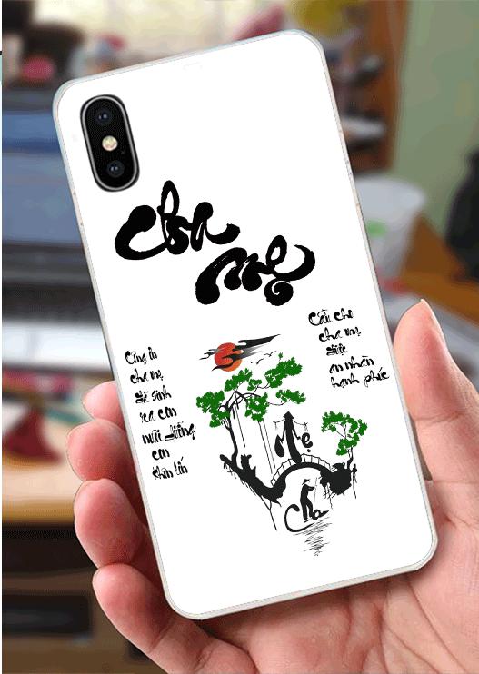 Ốp Lưng iPhone X / XS (dẻo viền trắng trong) - Cha Mẹ
