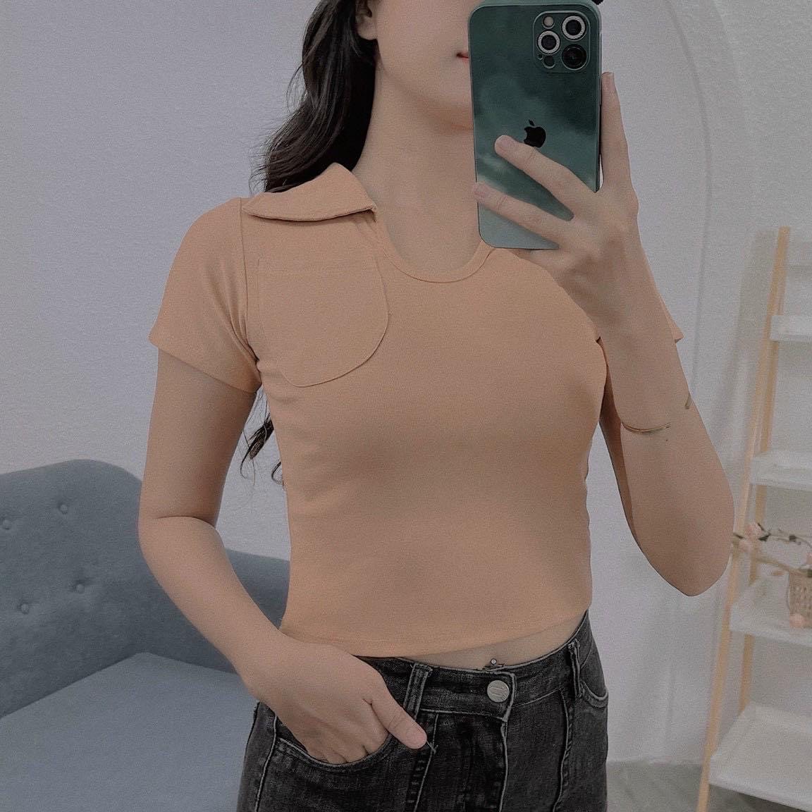 Áo thun tay ngắn rút croptop body siêu xinh