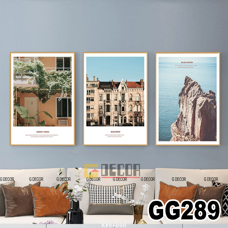 Tranh treo tường canvas khung gỗ 3 bức phong cách hiện đại Bắc Âu tranh phong cảnh trang trí phòng khách phòng ngủ phòng ăn 289