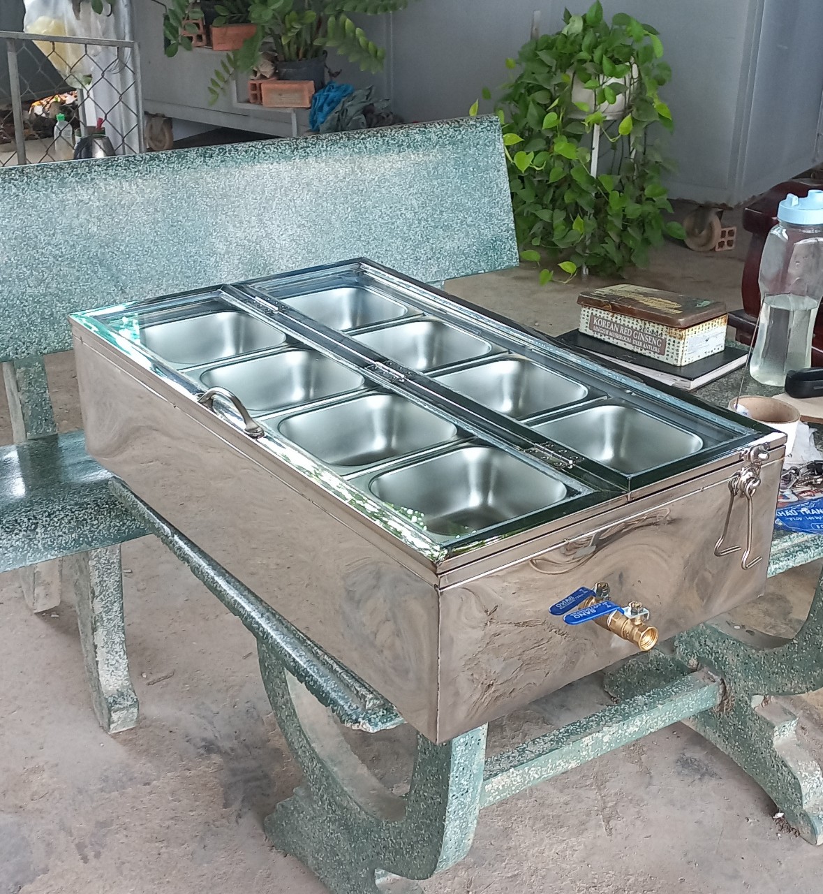 Thùng đá inox 3 lớp 7-8-9-10-11-12 khây inox, nắp mica trong suốt, giữ lạnh topping trà sữa, thực phẩm